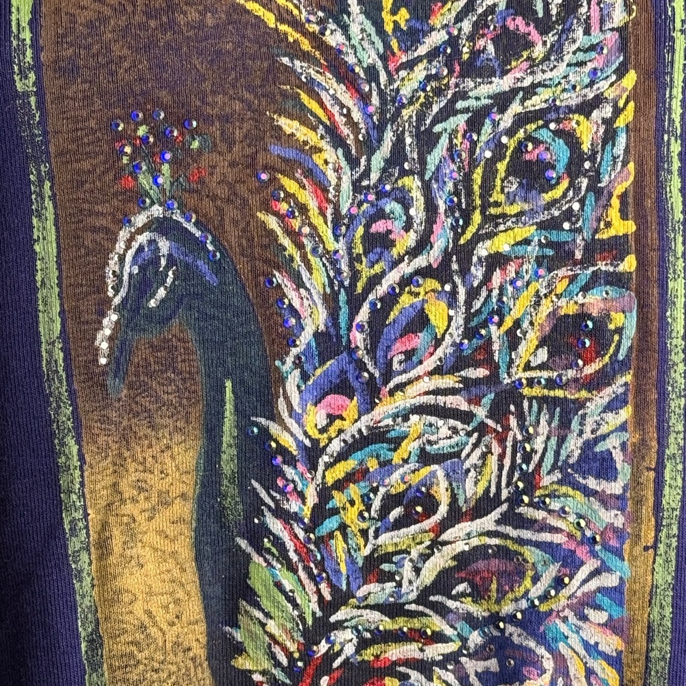 Women's Purple Peacock Graphic Long Sleeve Top - Picture 4 of 16